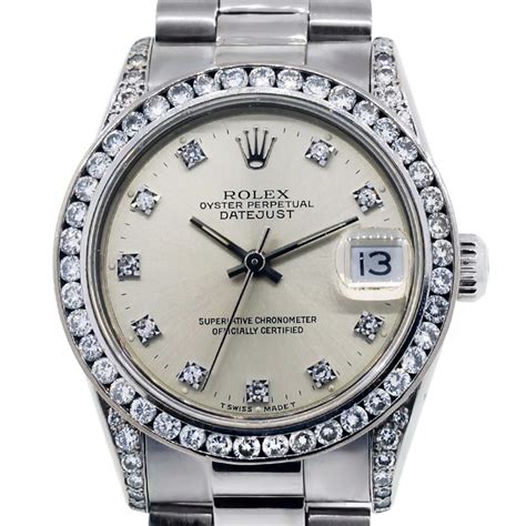 rolex white gold and diamonds|18k gold rolex with diamonds.